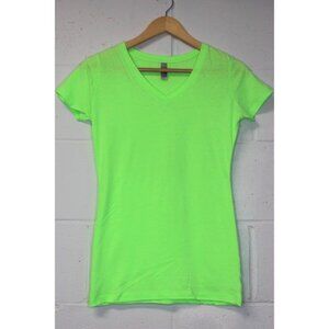 Bright Neon Green V-Neck T-Shirt - Women's 2XL